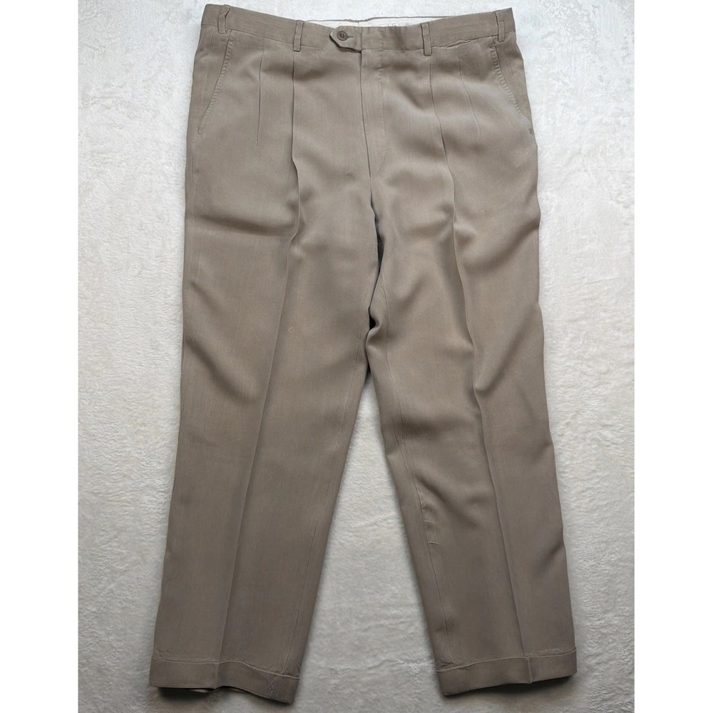 Brioni Sport Mens Pleated Dress Pants Beige Tailored‎ Italy Classic 38 Waist